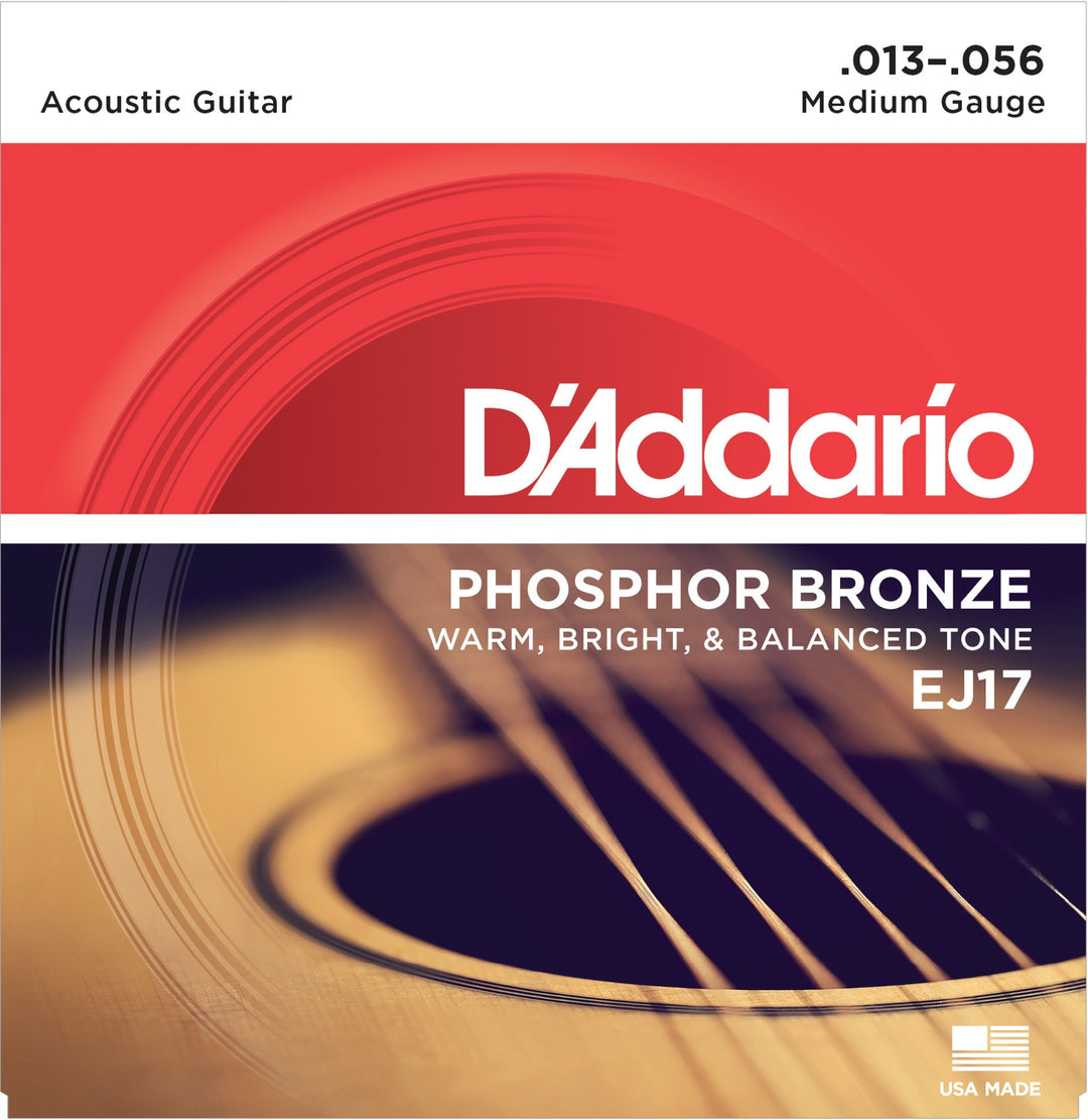 Daddario EJ17 Phosphor Bronze Cuerdas de Guitarra (Medium, 13-56)