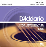 Daddario EJ26 Phosphor Bronze Guitar Strings (Custom Light 11-52)