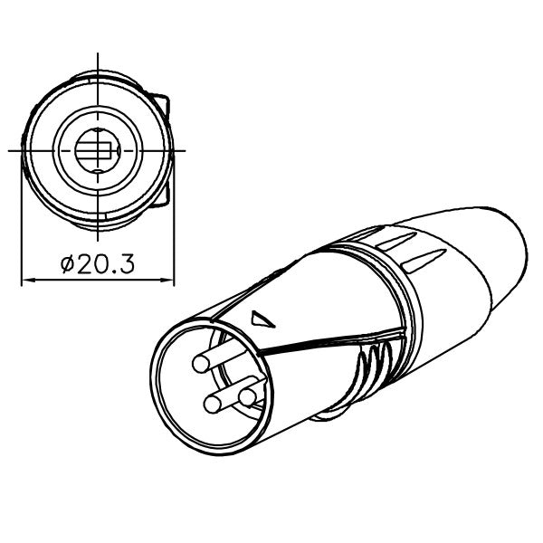 Enova conector de cable XLR macho de 3 pines, negro