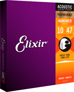 Elixir Nanoweb Phosphor Bronze Cuerdas de Guitarra (HD Light, 13-53)