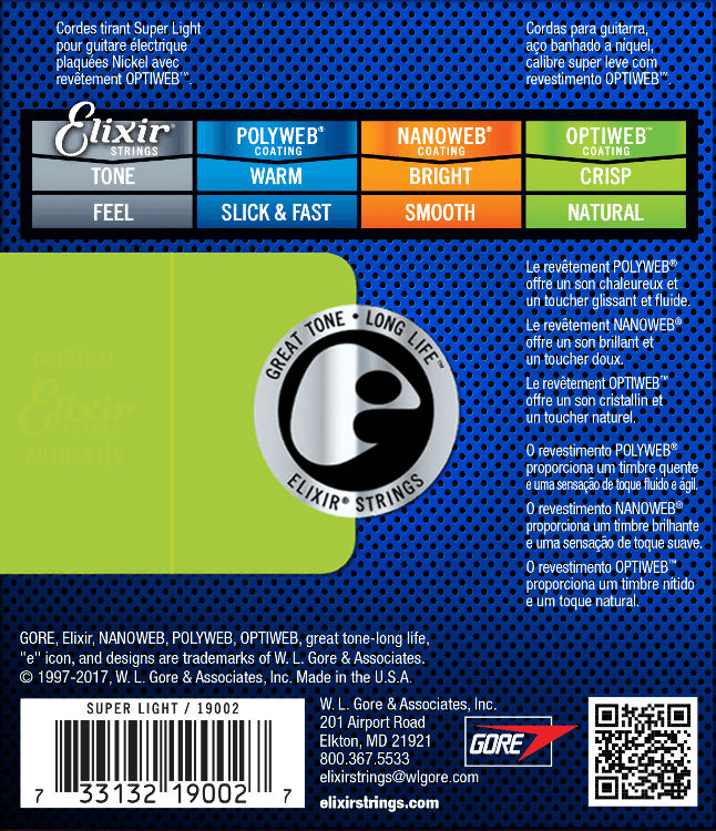 Elixir Optiweb Cuerdas de Guitarra (Light/Heavy, 10-52)