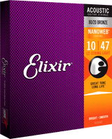 Elixir Nanoweb Bronze 80/20 Cuerdas de Guitarra (12-String, Light, 10-47)
