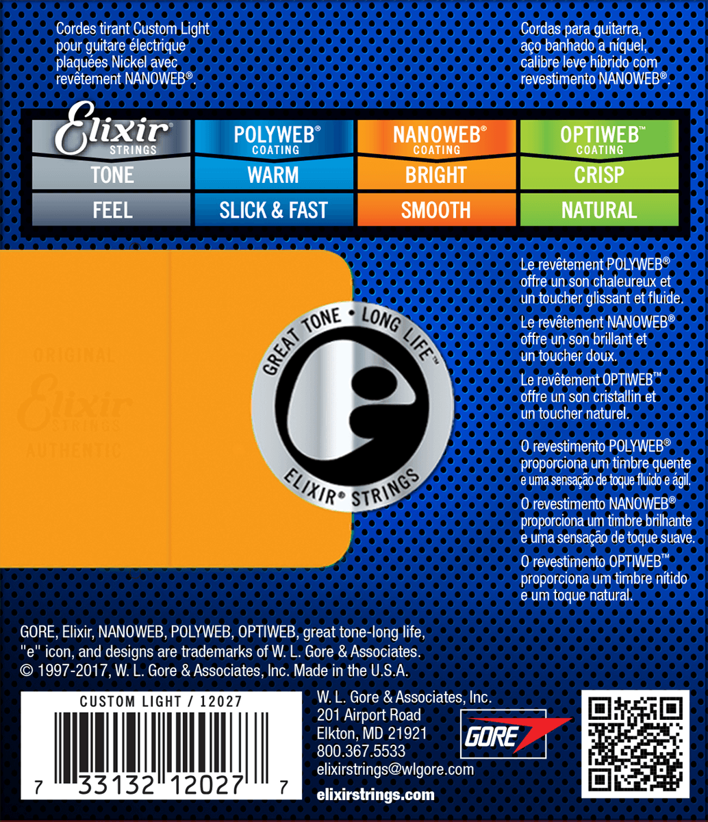 Elixir Nanoweb Cuerdas de Guitarra (Custom Light, 09-46)