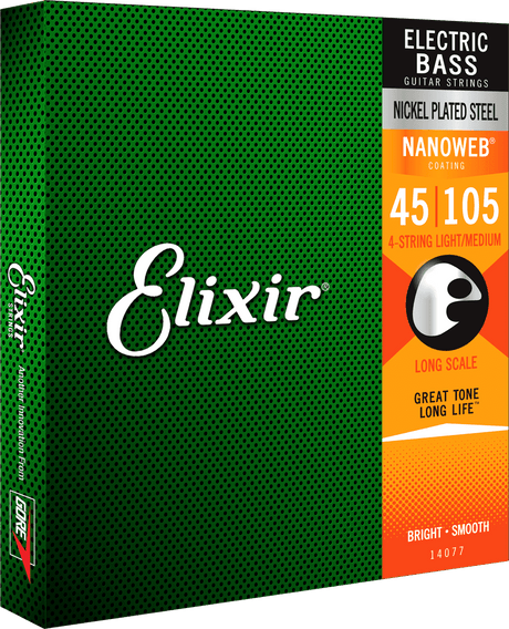 Elixir Nanoweb Nickel Basstrenge (Medium, 45-105)