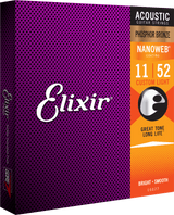 Elixir Nanoweb Phosphor Bronze Guitar Strings (Custom Light 11-52)
