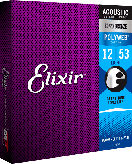 Elixir Polyweb Bronze 80/20 Cuerdas de Guitarra (Light, 12-53)
