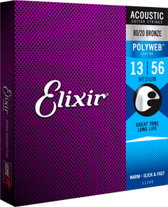 Elixir Polyweb Bronze 80/20 Cuerdas de Guitarra (Medium, 13-56)