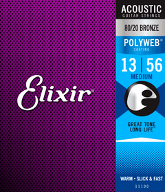 Elixir Polyweb Bronze 80/20 Cuerdas de Guitarra (Medium, 13-56)