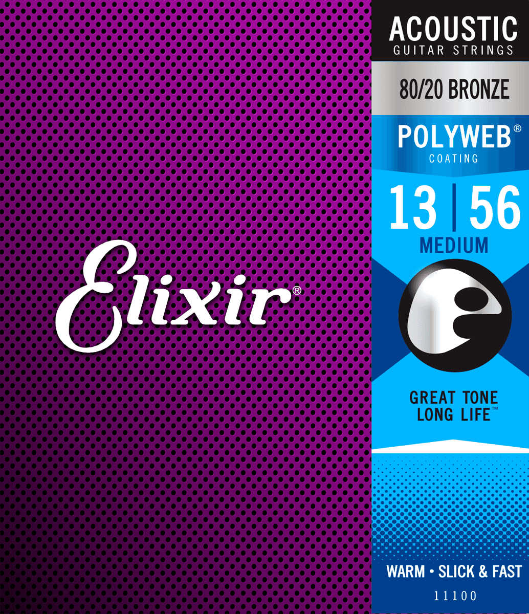 Elixir Polyweb Bronze 80/20 Cuerdas de Guitarra (Medium, 13-56)