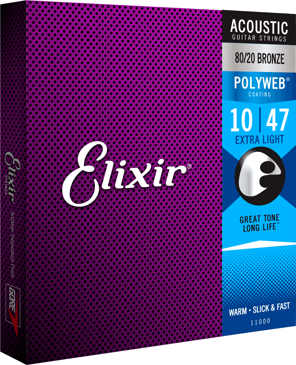 Elixir Polyweb Bronze 80/20 Cuerdas de Guitarra (Extra Light, 10-47)