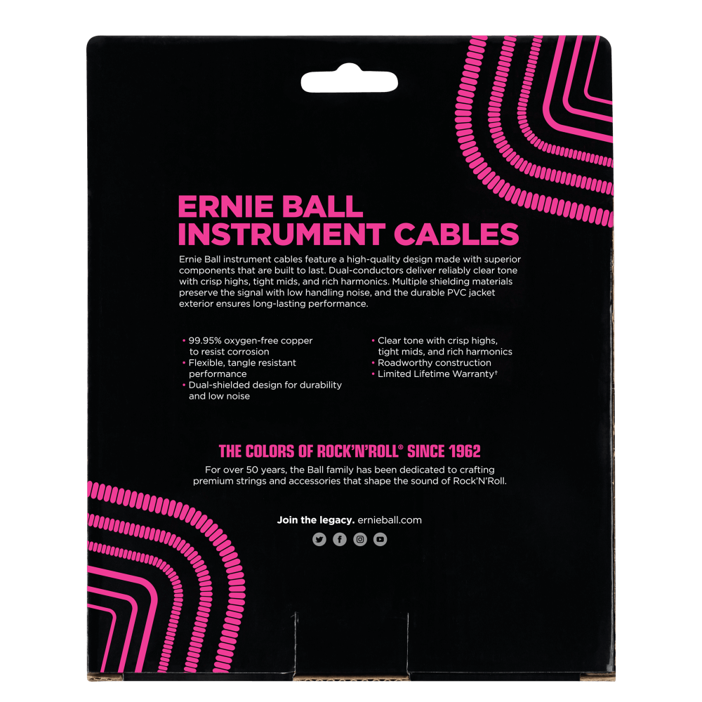 Ernie Ball 6044 Cable de Guitarras (Negro, 9m)
