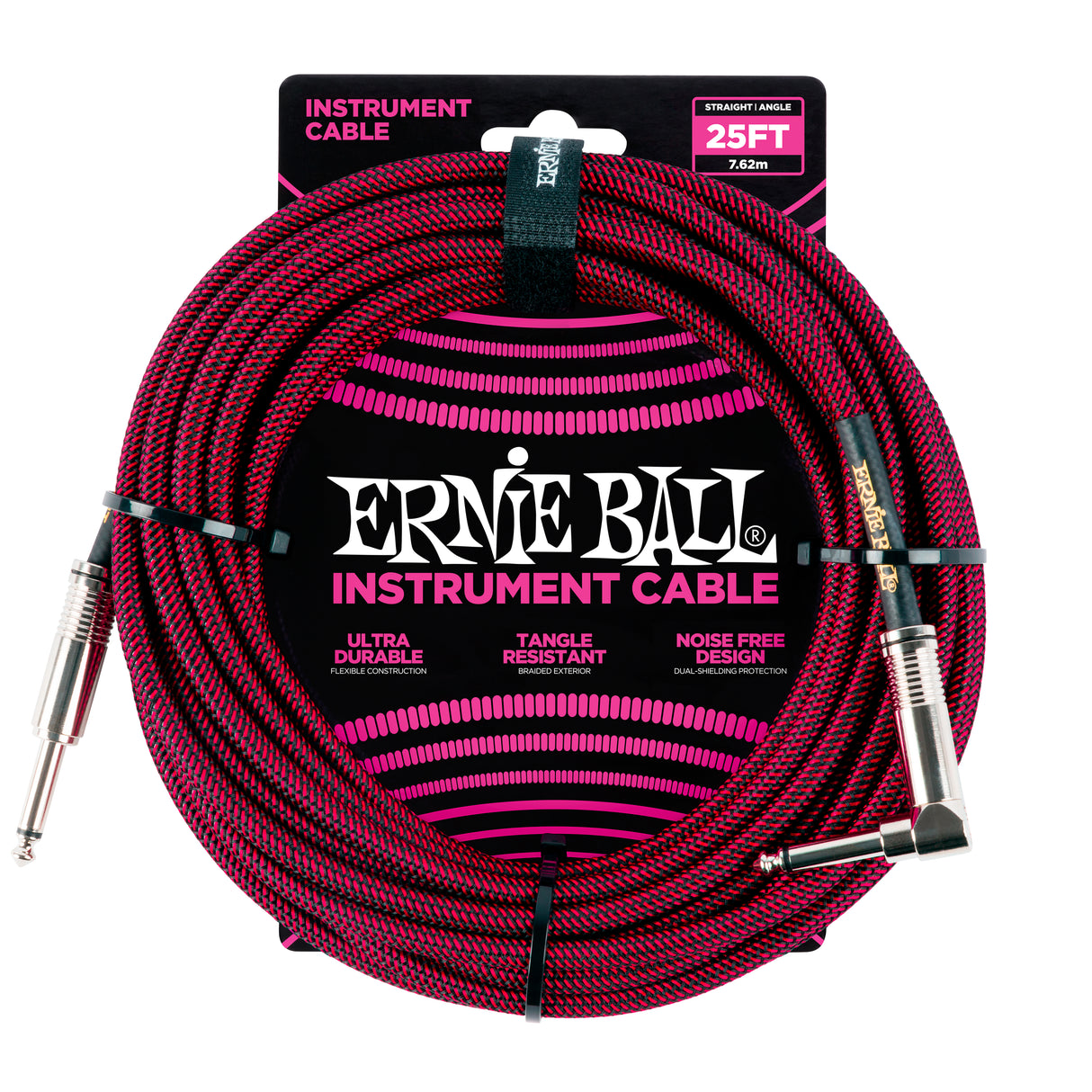 Ernie Ball 6062 Guitar Cable (Black, Red, 7.5m)
