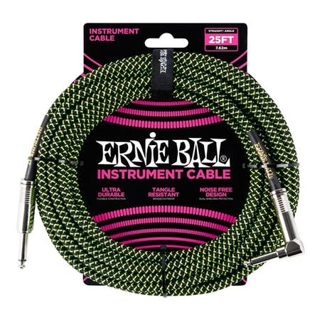 Ernie Ball 6066 Cable de Guitarras (Negro, Verde, 7,5m)
