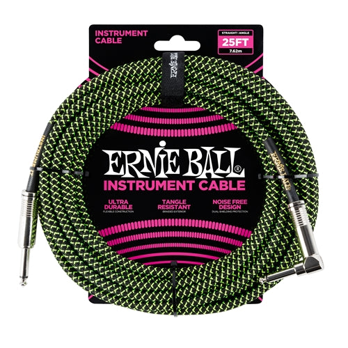 Ernie Ball 6066 Cable de Guitarras (Negro, Verde, 7,5m)