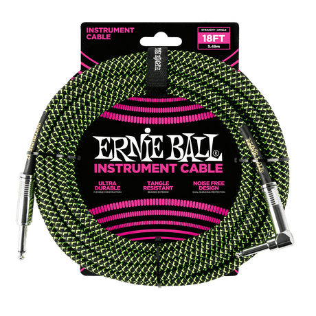 Ernie Ball 6082 Cable de Guitarras (Negro, Verde, 5,4m)