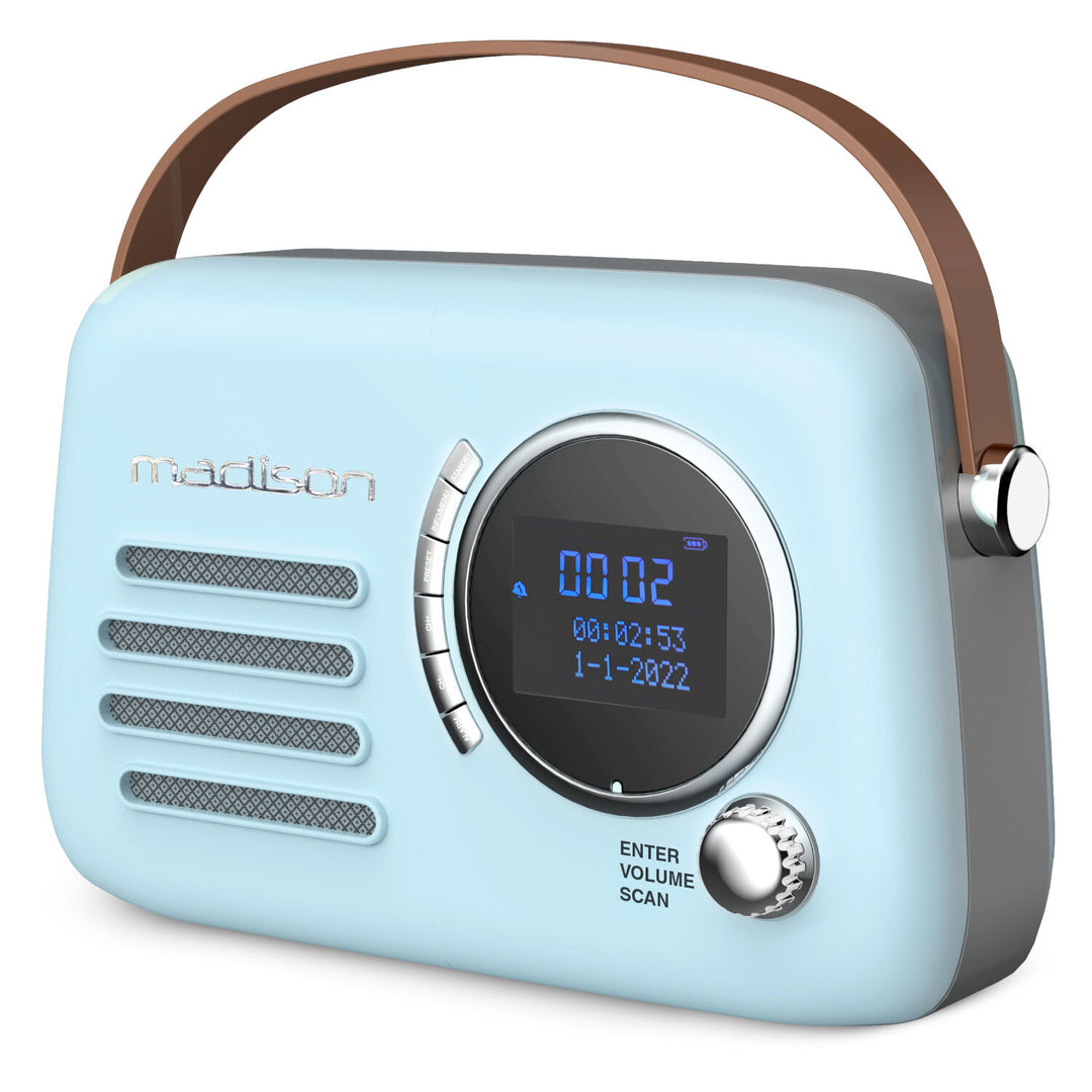 Madison Retro Radio con Bluetooth, FM y DAB (Azul Claro)