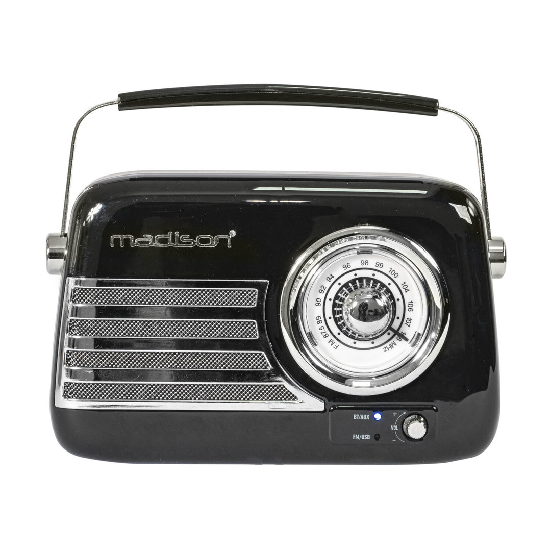 Madison Retro Radio con Bluetooth y FM (Negro)