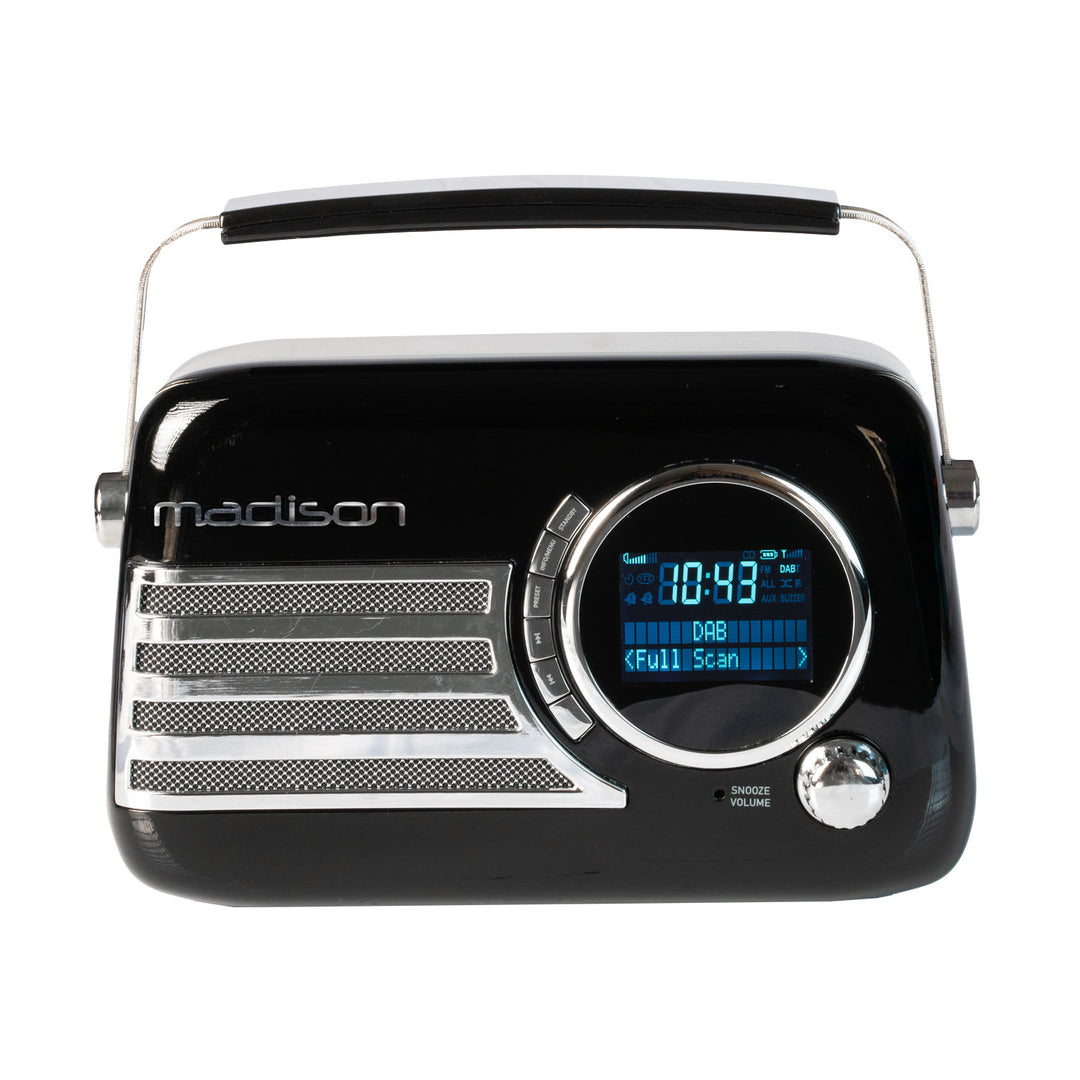 Madison Retro Radio con Bluetooth, FM y DAB (Negro)