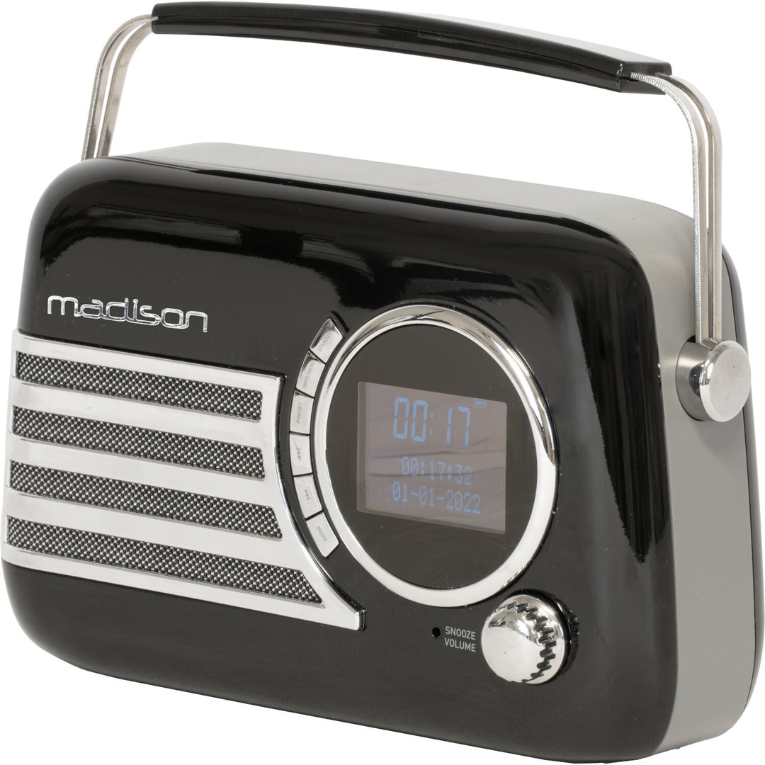 Madison Retro Radio con Bluetooth, FM y DAB (Negro)