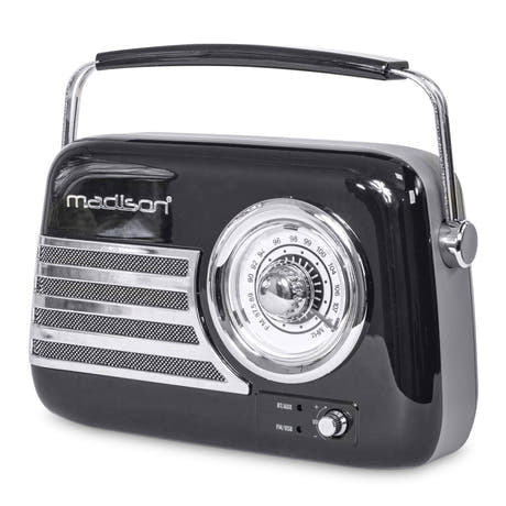 Madison Retro Radio con Bluetooth y FM (Negro)