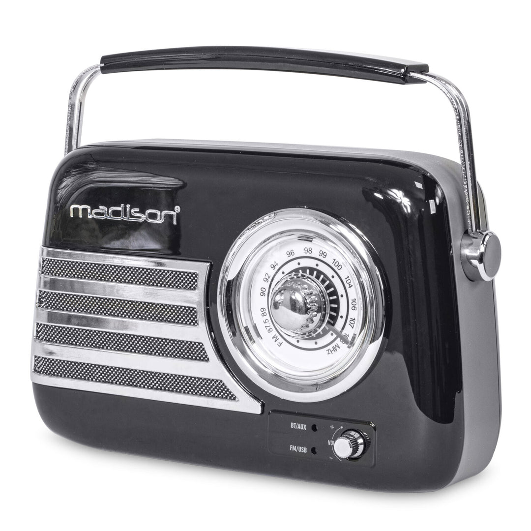 Madison Retro Radio con Bluetooth y FM (Negro)