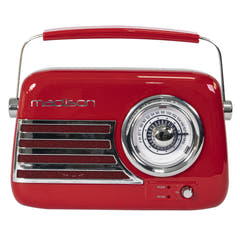 Madison Retro Radio con Bluetooth y FM (Rojo)