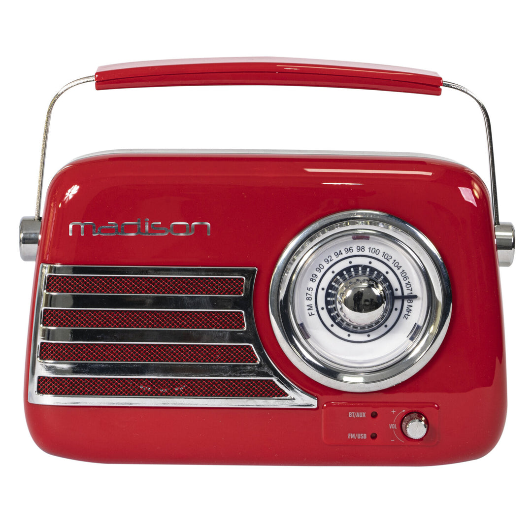 Madison Retro Radio con Bluetooth y FM (Rojo)