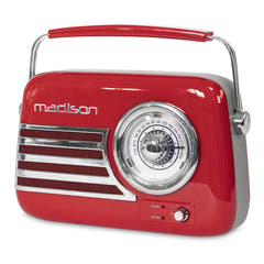 Madison Retro Radio con Bluetooth y FM (Rojo)