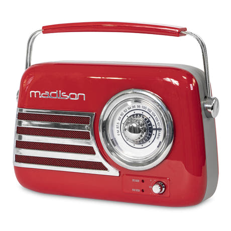 Madison Retro Radio con Bluetooth y FM (Rojo)
