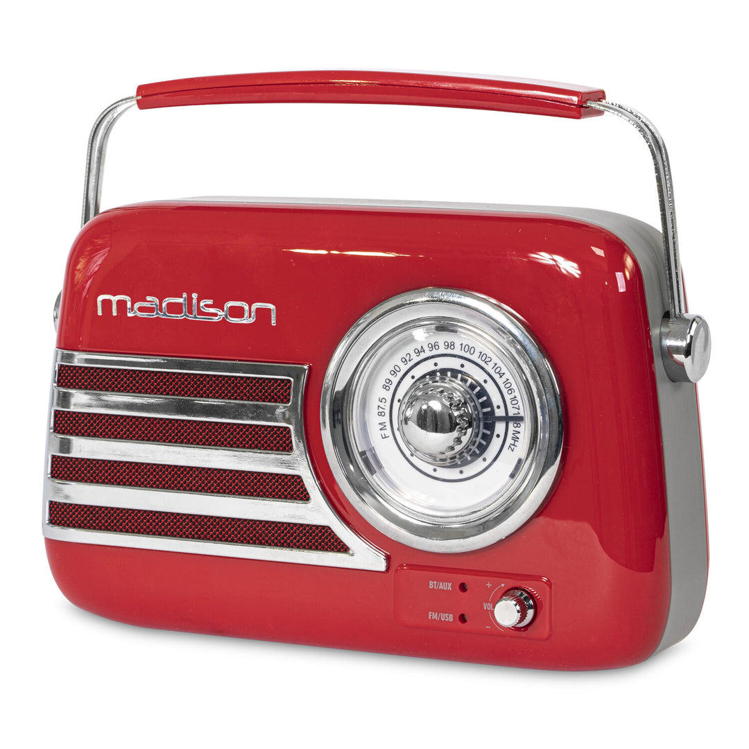 Madison Retro Radio con Bluetooth y FM (Rojo)