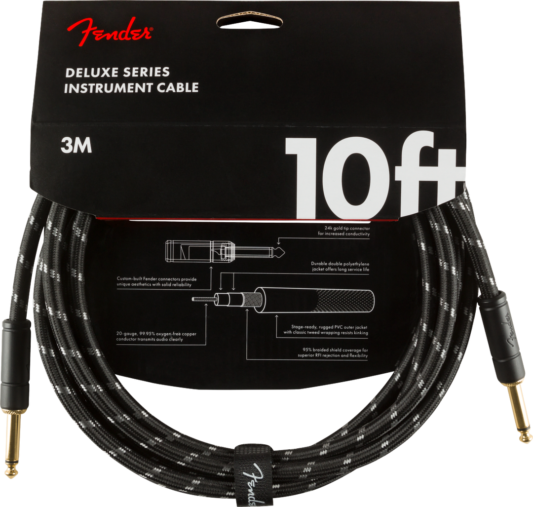 Fender Deluxe Guitarras Kabel (Black Tweed, 3m)