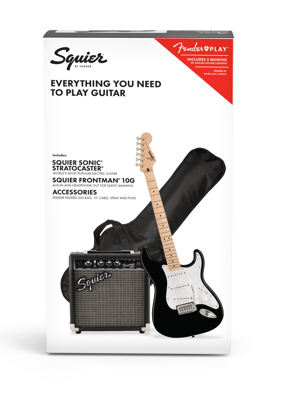Fender Squier Sonic Stratocaster Guitarra eléctrica Paquete de Inicio (Sort)