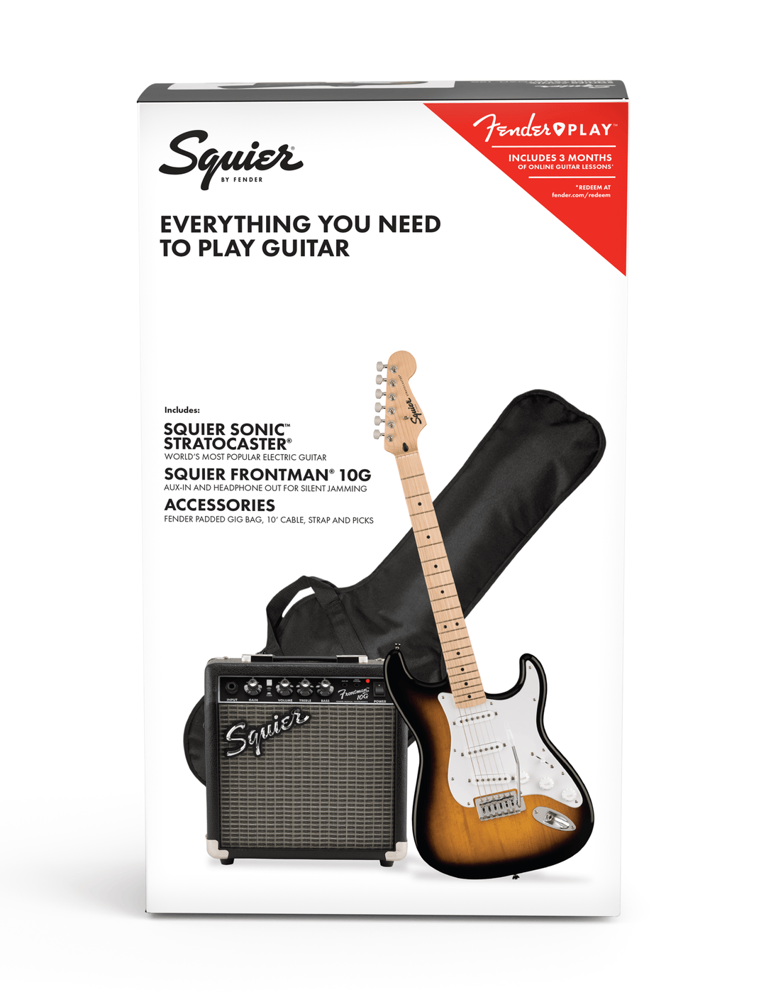 Fender Squier Sonic Stratocaster Guitarra eléctrica Paquete de Inicio (Sunburst)