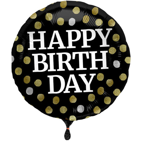 Globo de Foil 'Feliz Cumpleaños' (Negro Brillante, 45cm)