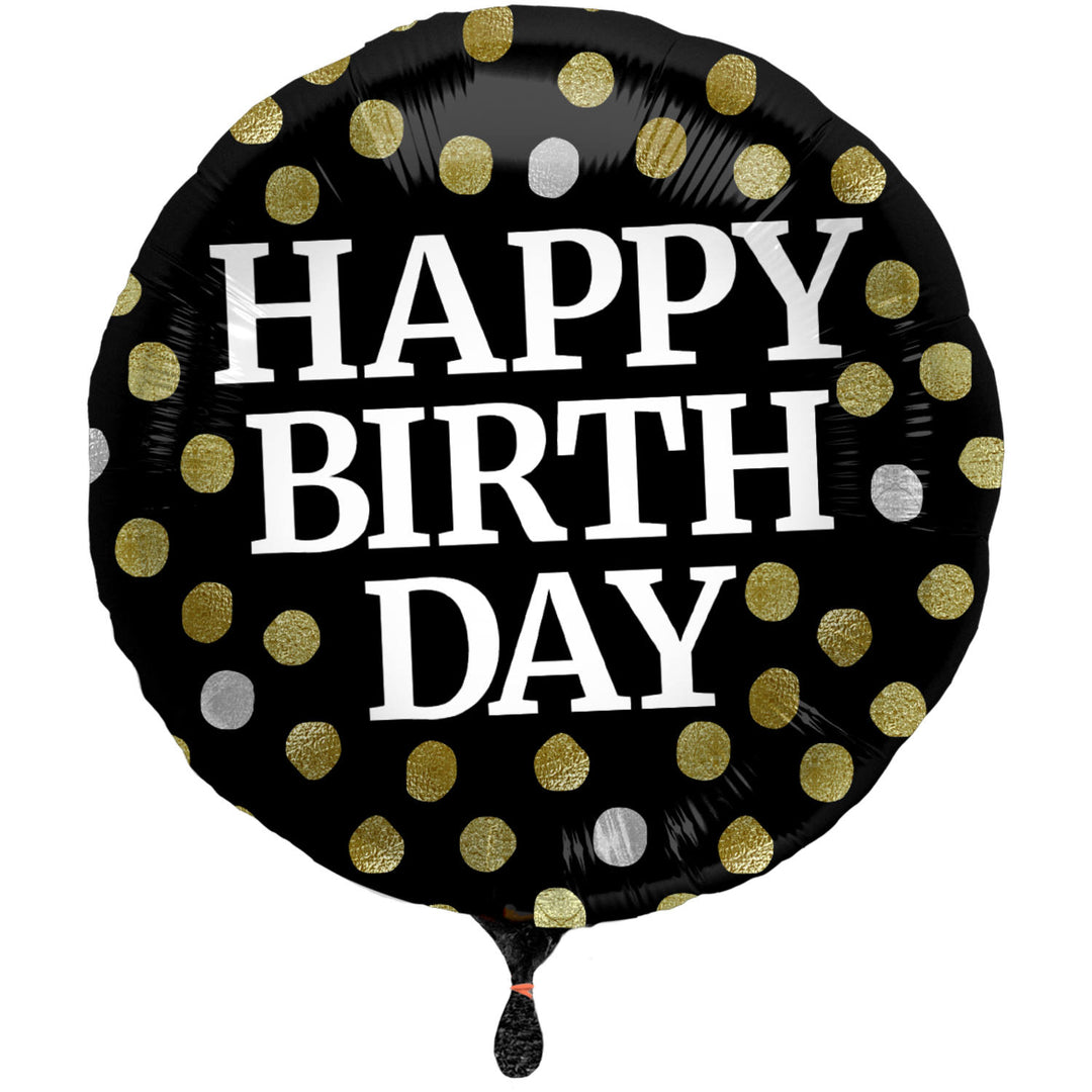 Globo de Foil 'Feliz Cumpleaños' (Negro Brillante, 45cm)