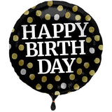 Foil balloon Glossy Black 'Happy Birthday' (45cm)