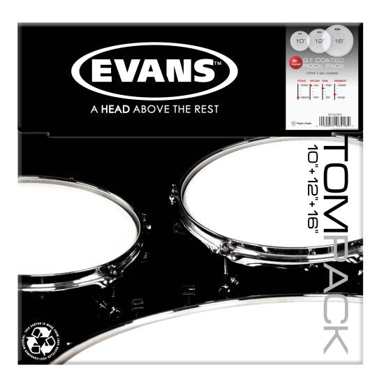 Evans G1 Skin Pack Rock Set Coated - 10", 12", 16"