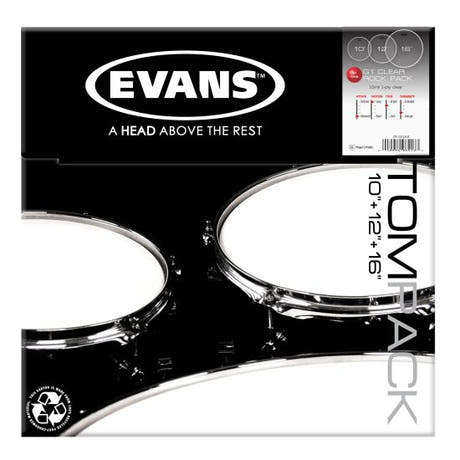 Evans G2 Skin Pack Rock Set Clear - 10", 12", 16"