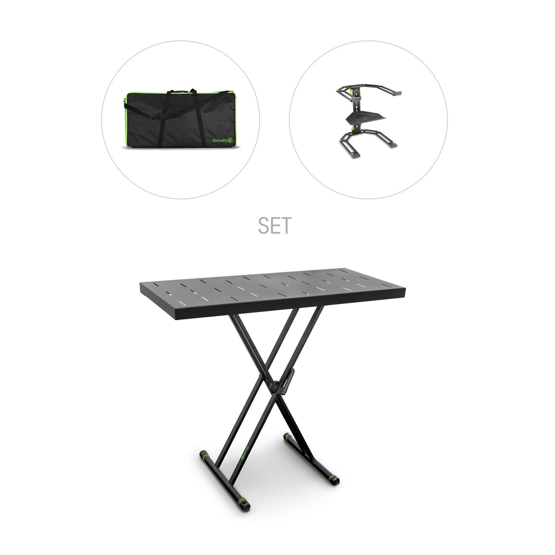 Gravity KSX 2 RD SET 2 - Soporte de teclado doble en X y mesa de apoyo, set 2