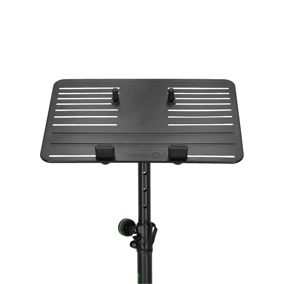 Gravity LTS T 02 B - stand universal para portátil con varillas de sujeción ajustables y base de acero, negro