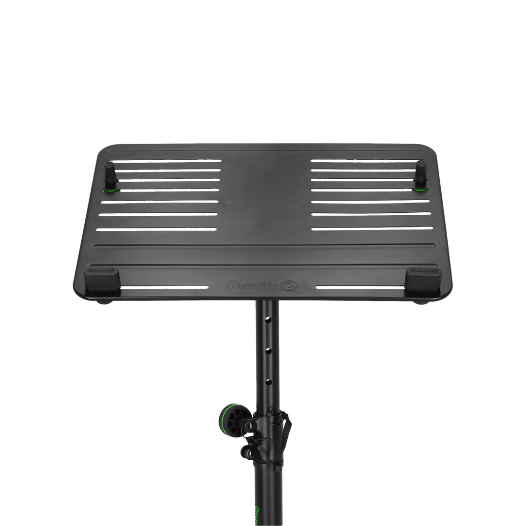 Gravity LTS T 02 B - stand universal para portátil con varillas de sujeción ajustables y base de acero, negro