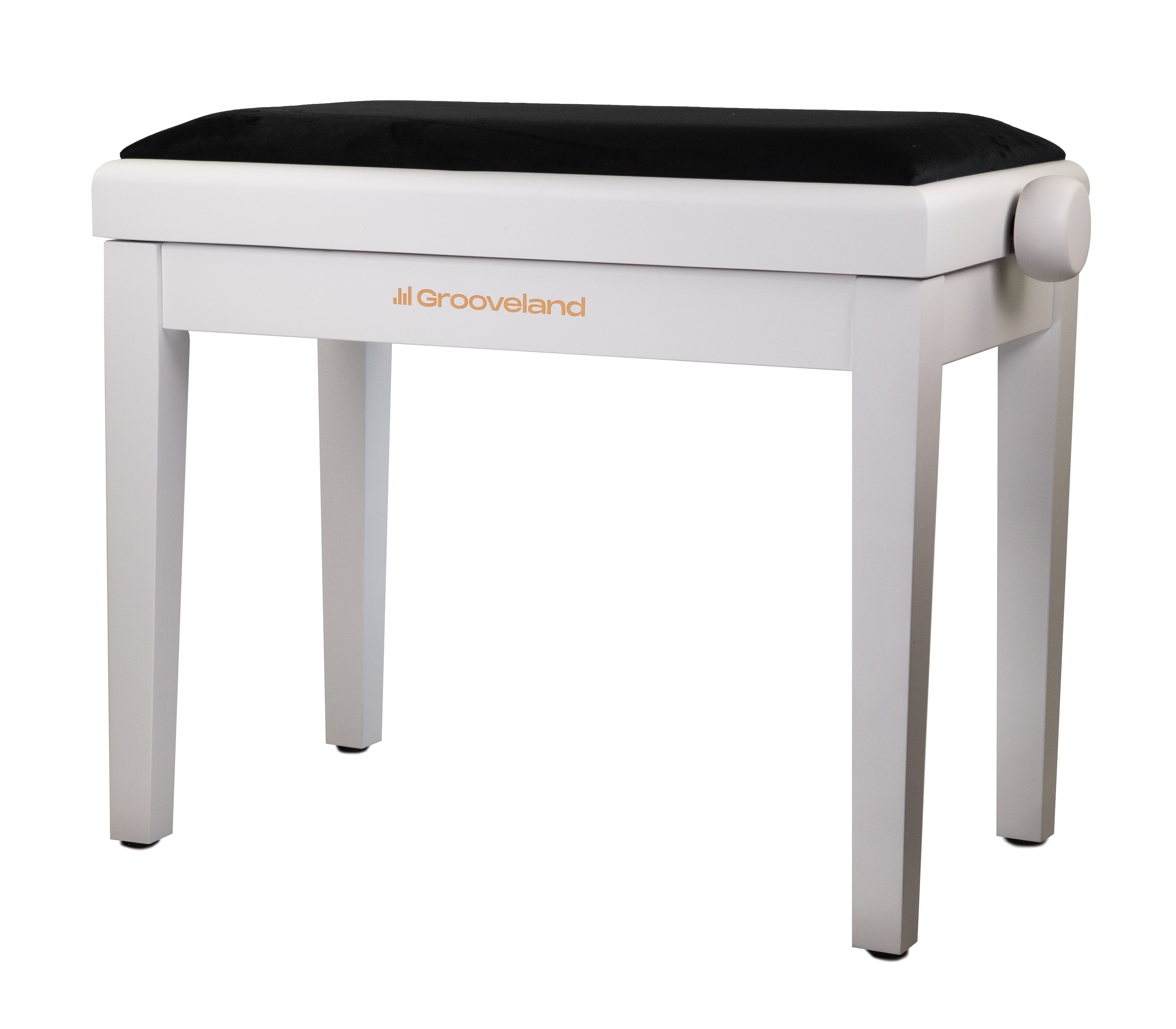 Grooveland KB200 Banco para piano (Blanco Mate, Asiento Negro)