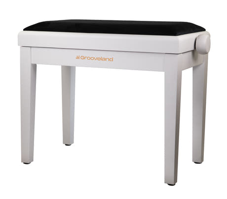 Grooveland KB200 Banco para piano (Blanco Mate, Asiento Negro)