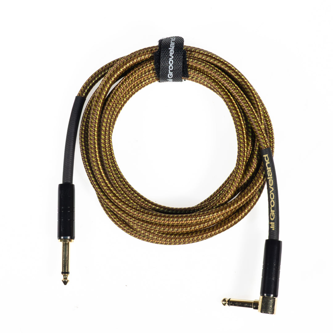 Grooveland Tweed Cable de Guitarra en Ángulo (3m - Marrón)