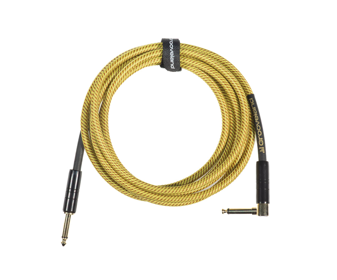 Grooveland Tweed Cable de Guitarra en Ángulo (3m - Amarillo)