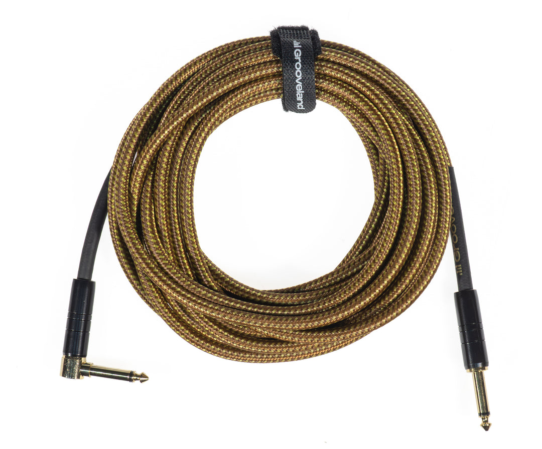 Grooveland Tweed Cable de Guitarra en Ángulo (6m - Marrón)
