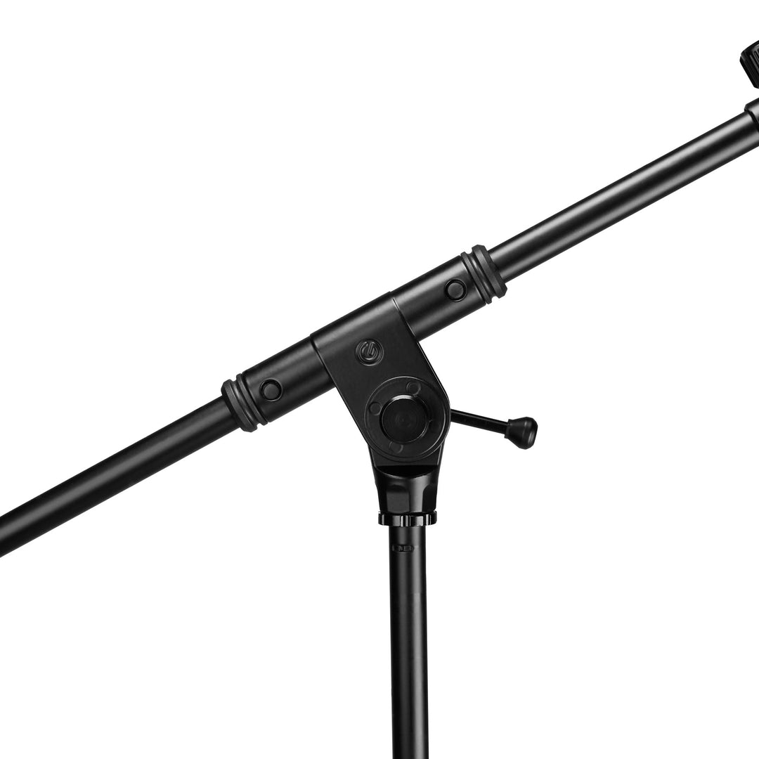Gravity TMS 4232 B - Touring Series soporte de micrófono corto con trípode plegable y brazo telescópico ajustable en 2 puntos, negro