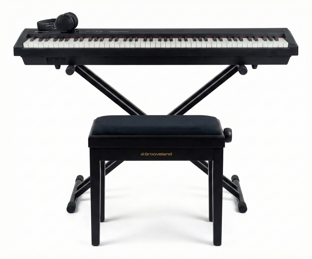 Grooveland P450 Piano digital (Negro) – Paquete completo