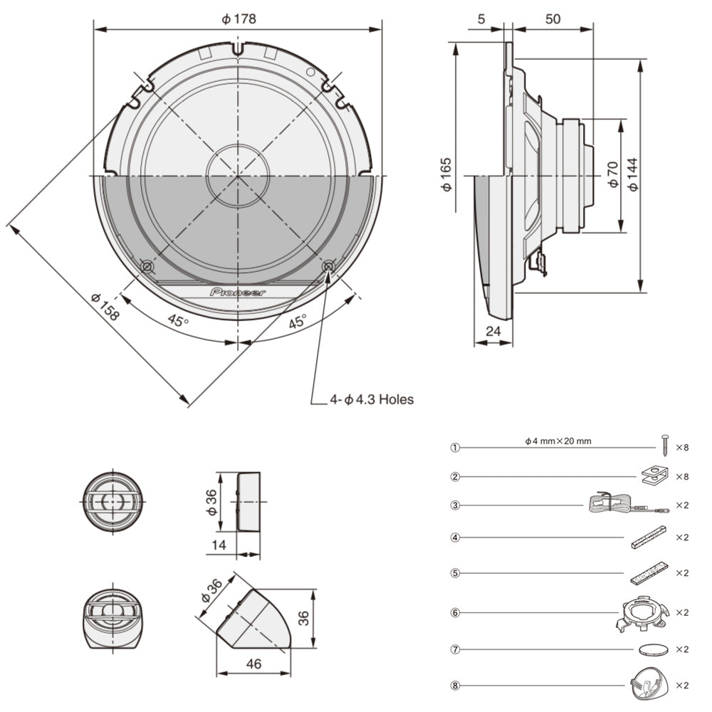 Pioneer TS-G170C Sistema de Altavoces de Coche de 2 vías (17cm, 6,5")