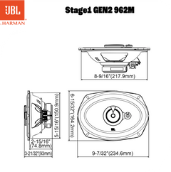 Altavoces de coche JBL Stage1 Gen2 962M de 6x9", 3 vías